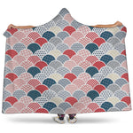Japanese Geometric Pattern Print Hooded Blanket