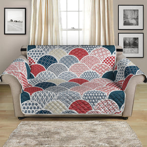 Japanese Geometric Pattern Print Loveseat Protector