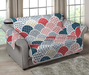 Japanese Geometric Pattern Print Loveseat Protector