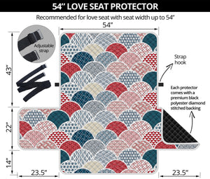 Japanese Geometric Pattern Print Loveseat Protector