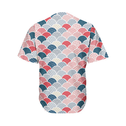 Japanese Geometric Pattern Print Men's Baseball Jersey