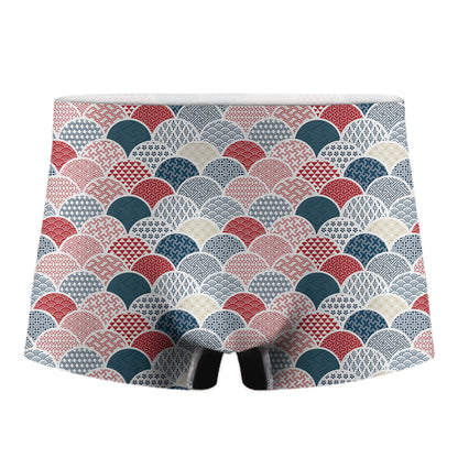 Japanese Geometric Pattern Print Men's Boxer Briefs