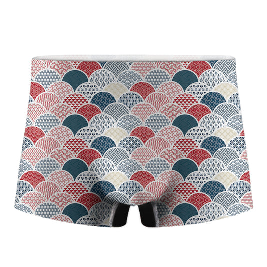 Japanese Geometric Pattern Print Men's Boxer Briefs