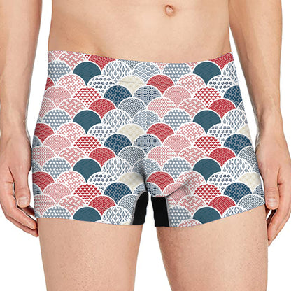 Japanese Geometric Pattern Print Men's Boxer Briefs