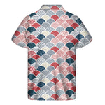 Japanese Geometric Pattern Print Men's Short Sleeve Shirt