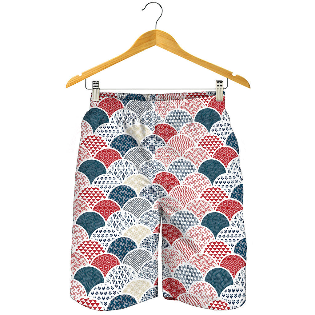 Japanese Geometric Pattern Print Men's Shorts
