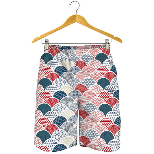 Japanese Geometric Pattern Print Men's Shorts