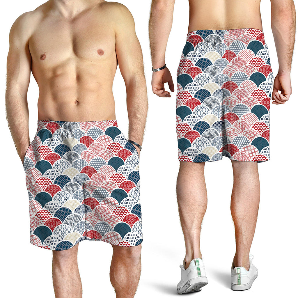 Japanese Geometric Pattern Print Men's Shorts