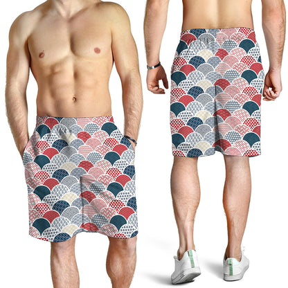 Japanese Geometric Pattern Print Men's Shorts