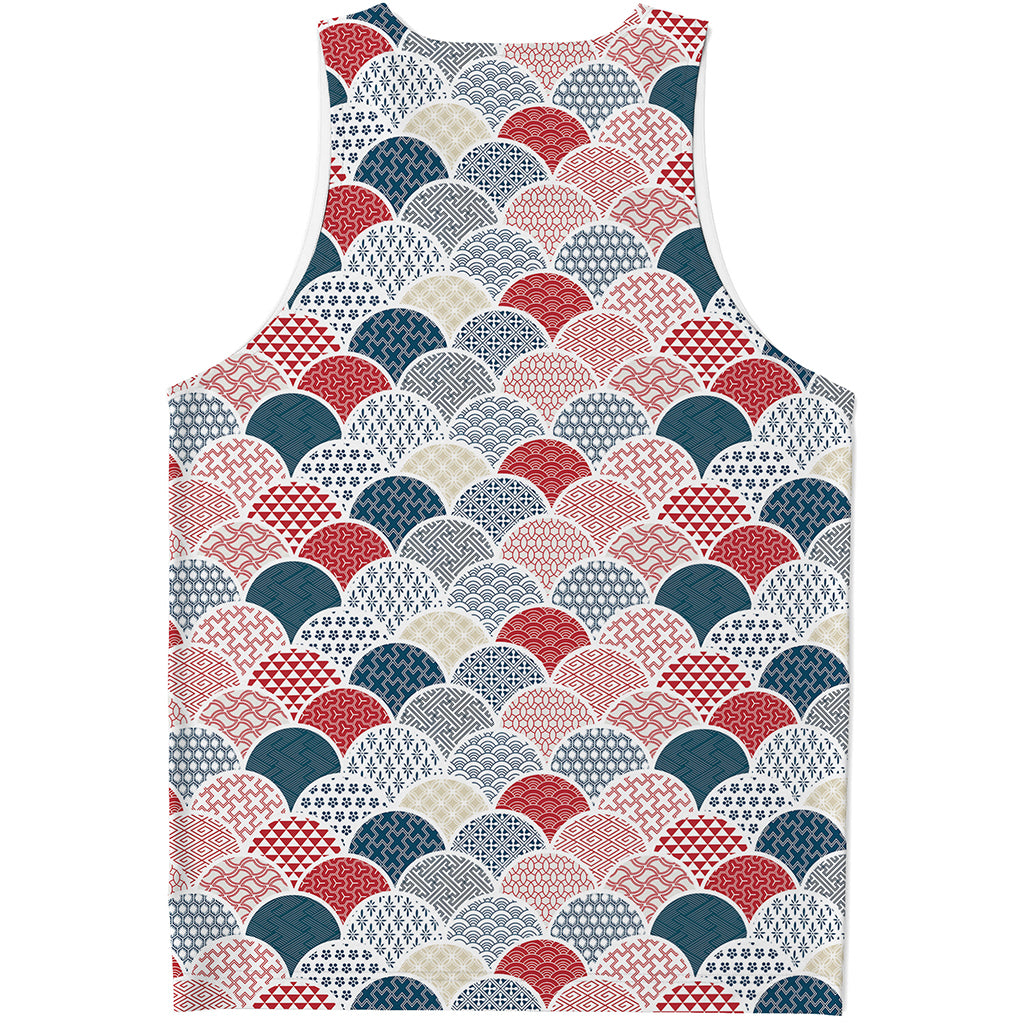 Japanese Geometric Pattern Print Men's Tank Top