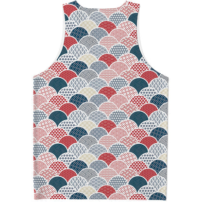 Japanese Geometric Pattern Print Men's Tank Top