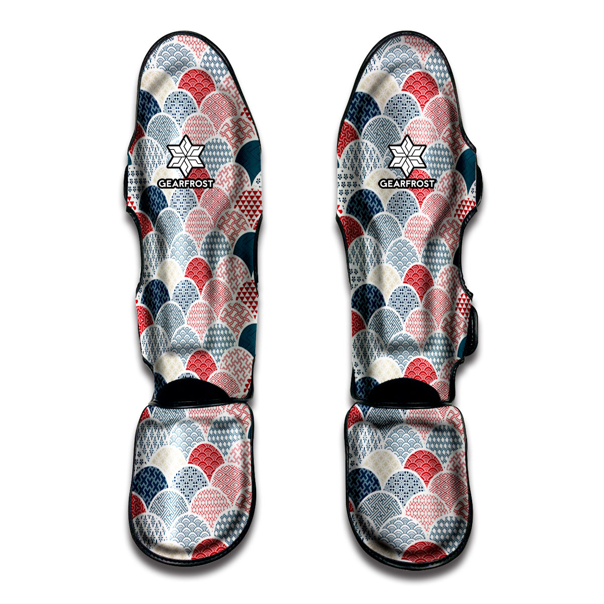 Japanese Geometric Pattern Print Muay Thai Shin Guard