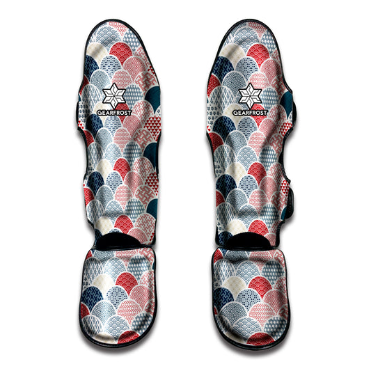 Japanese Geometric Pattern Print Muay Thai Shin Guard