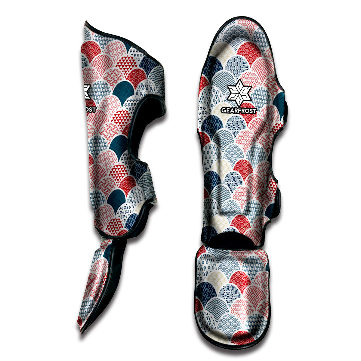 Japanese Geometric Pattern Print Muay Thai Shin Guard