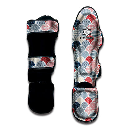 Japanese Geometric Pattern Print Muay Thai Shin Guard