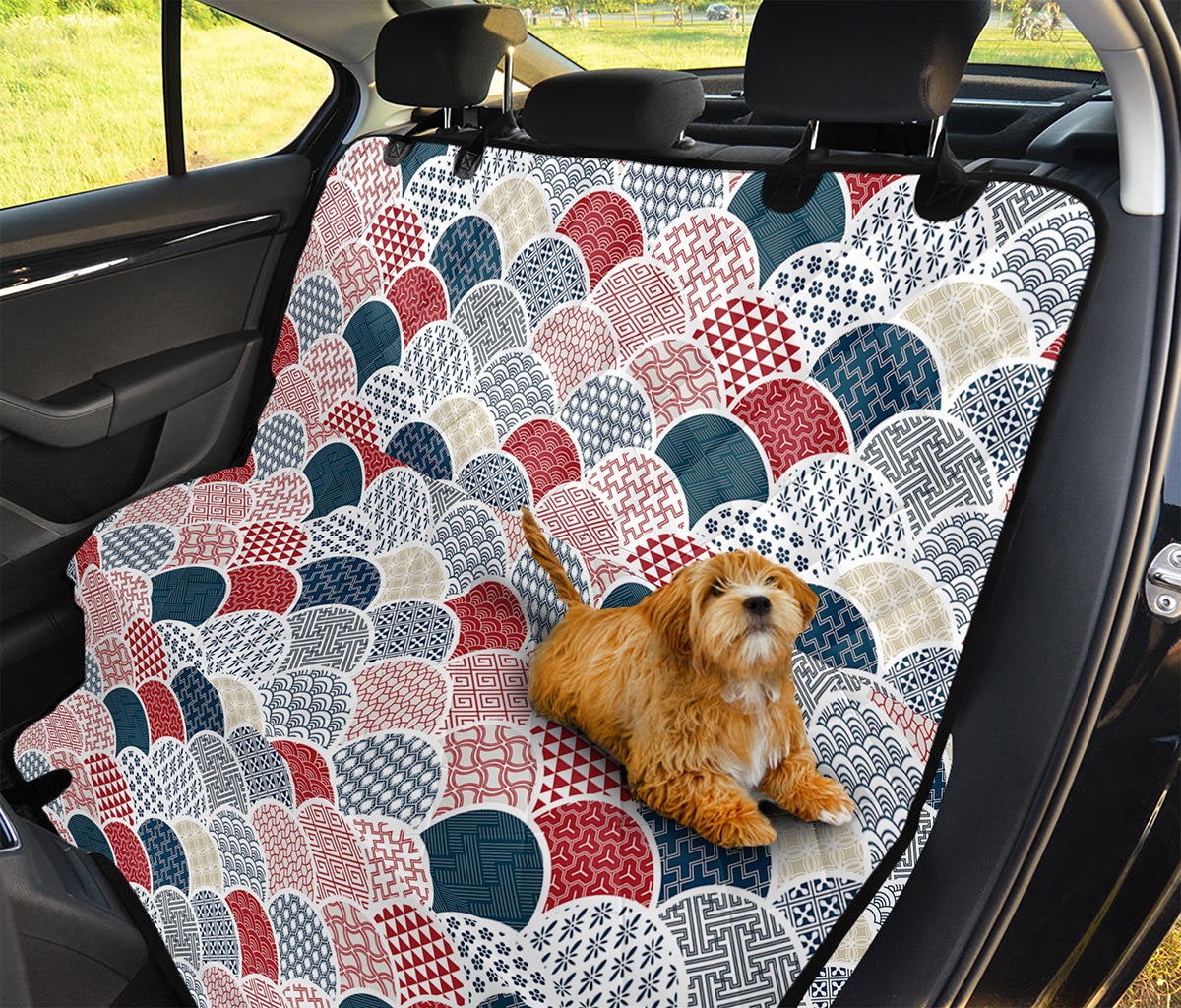 Japanese Geometric Pattern Print Pet Car Back Seat Cover