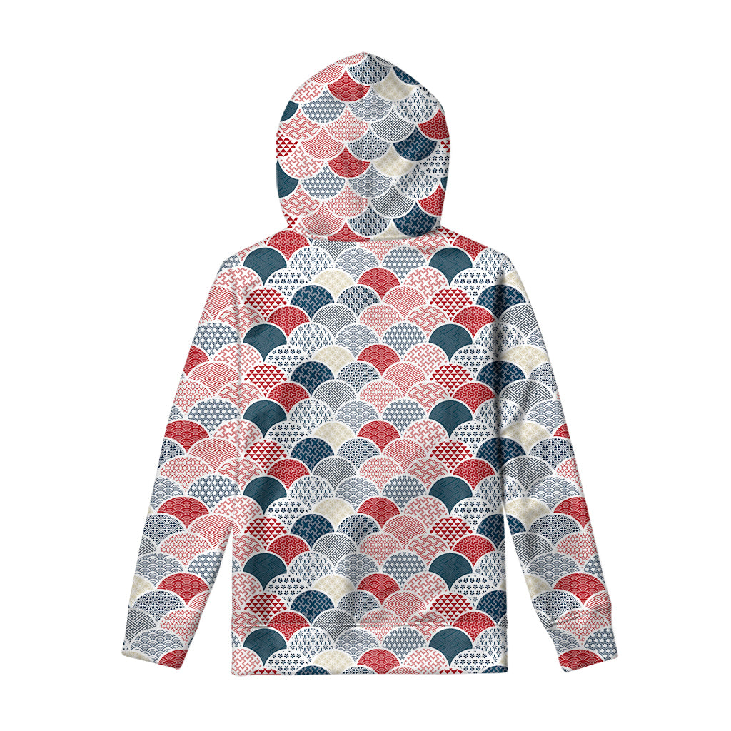 Japanese Geometric Pattern Print Pullover Hoodie