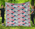 Japanese Geometric Pattern Print Quilt