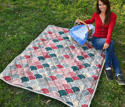 Japanese Geometric Pattern Print Quilt
