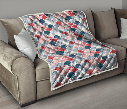 Japanese Geometric Pattern Print Quilt