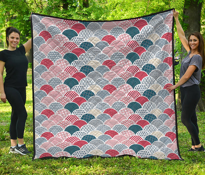 Japanese Geometric Pattern Print Quilt