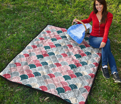 Japanese Geometric Pattern Print Quilt
