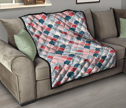 Japanese Geometric Pattern Print Quilt