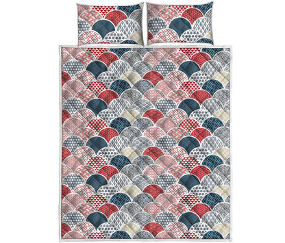 Japanese Geometric Pattern Print Quilt Bed Set