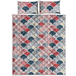 Japanese Geometric Pattern Print Quilt Bed Set