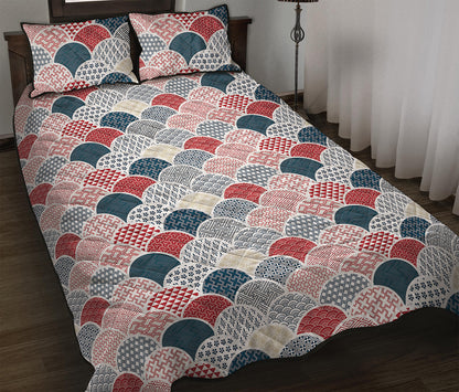 Japanese Geometric Pattern Print Quilt Bed Set