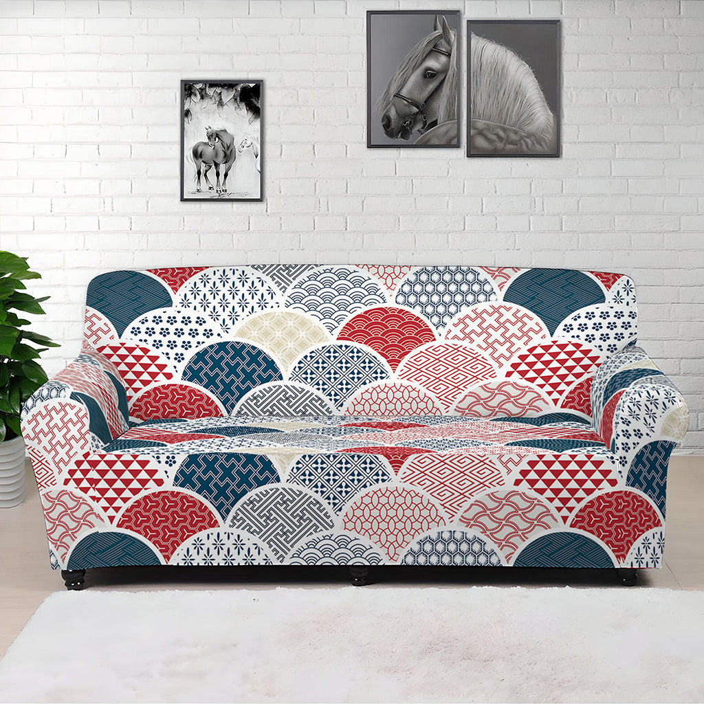 Japanese Geometric Pattern Print Sofa Cover