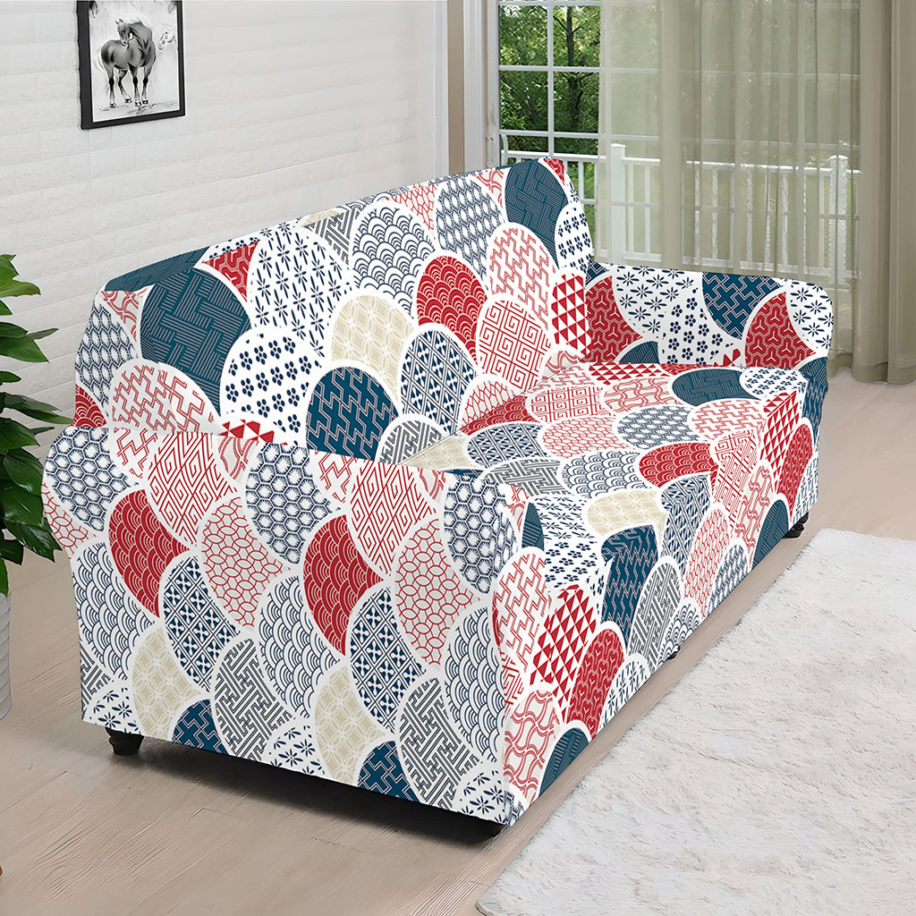 Japanese Geometric Pattern Print Sofa Cover