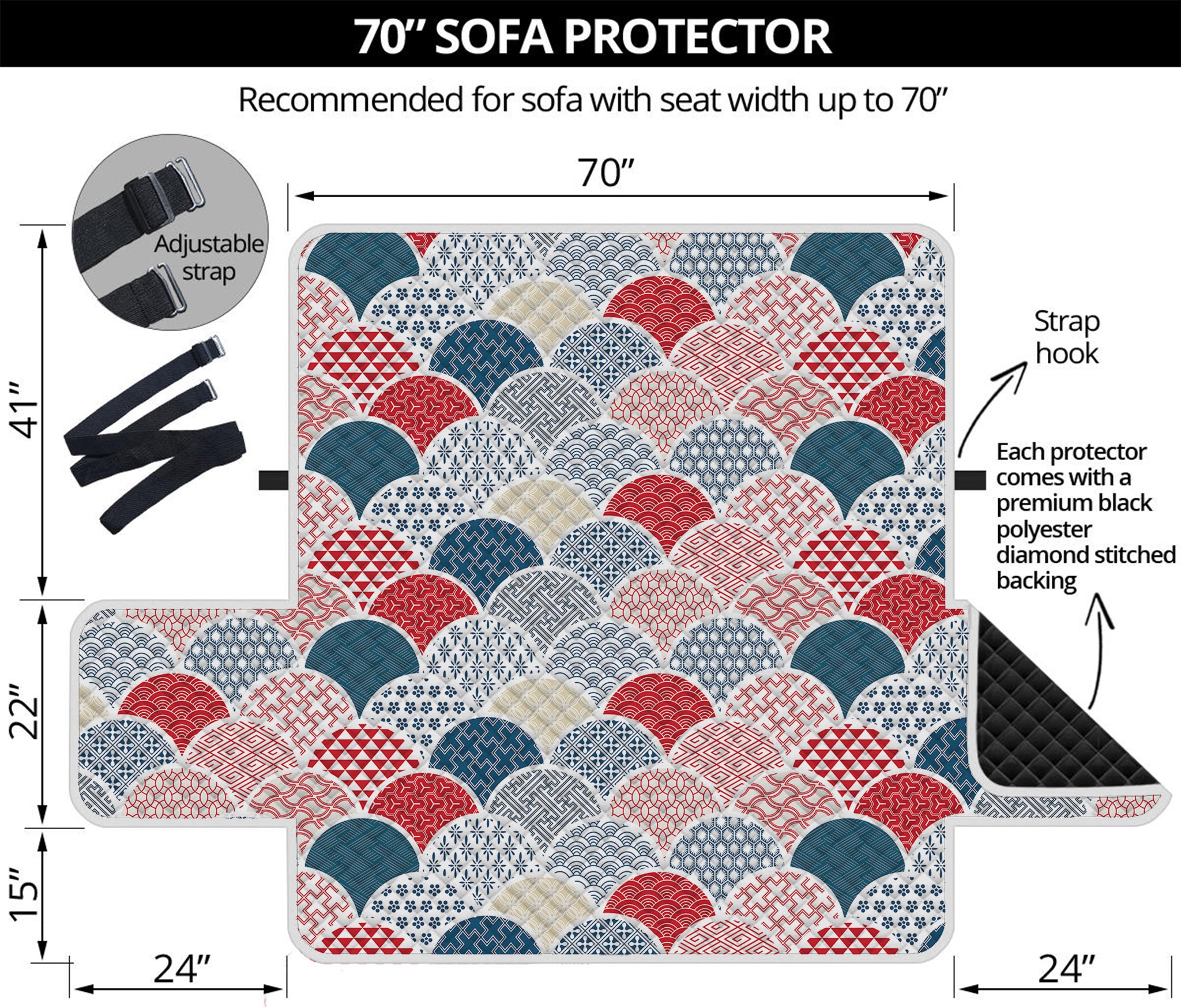 Japanese Geometric Pattern Print Sofa Protector