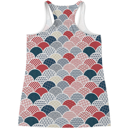 Japanese Geometric Pattern Print Women's Racerback Tank Top