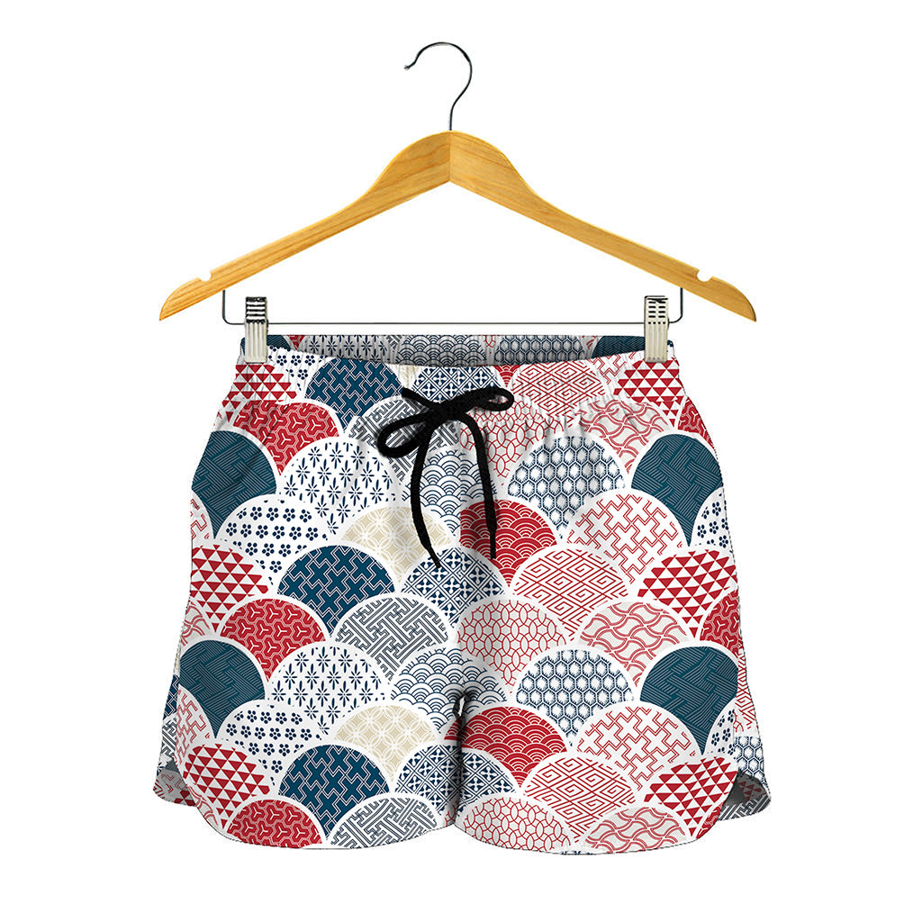 Japanese Geometric Pattern Print Women's Shorts
