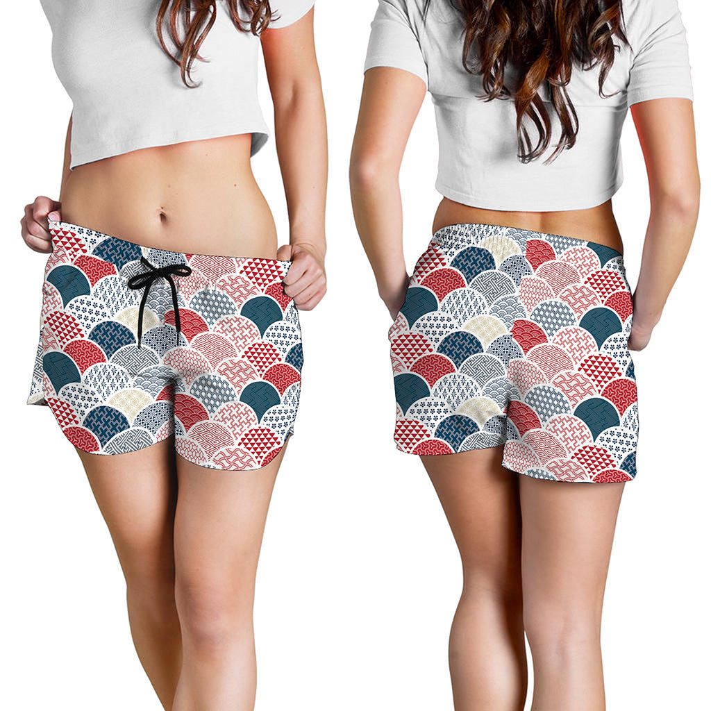 Japanese Geometric Pattern Print Women's Shorts