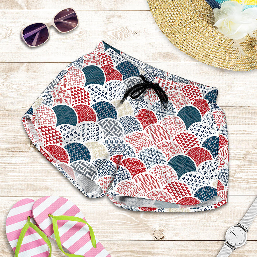 Japanese Geometric Pattern Print Women's Shorts