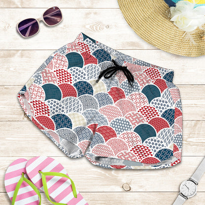 Japanese Geometric Pattern Print Women's Shorts