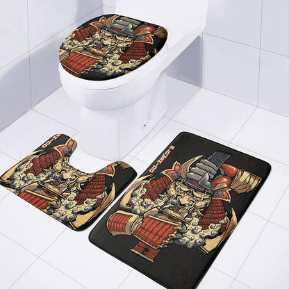 Japanese Ghost Samurai Print 3 Piece Bath Mat Set