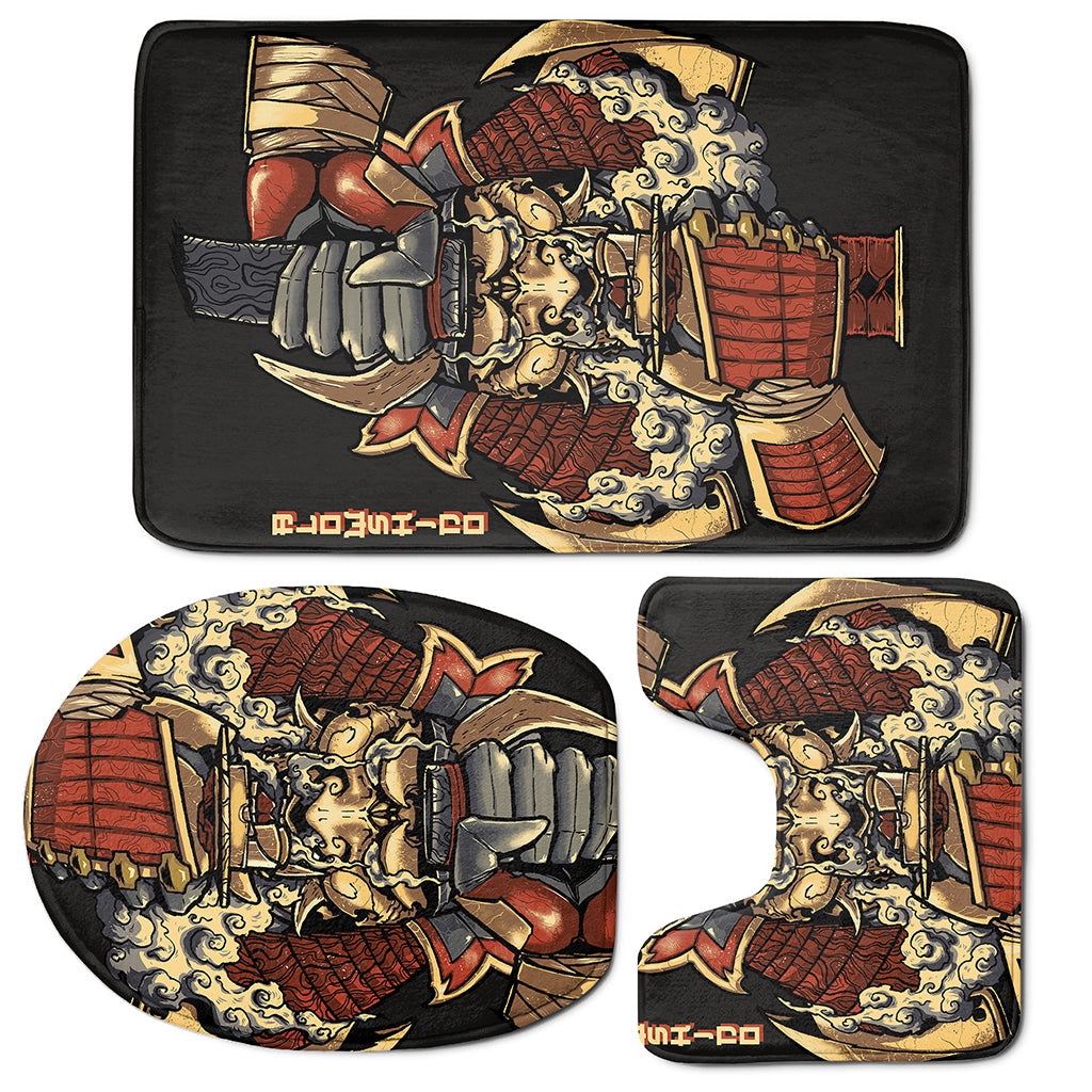 Japanese Ghost Samurai Print 3 Piece Bath Mat Set