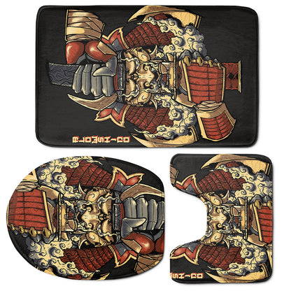 Japanese Ghost Samurai Print 3 Piece Bath Mat Set