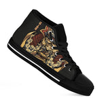 Japanese Ghost Samurai Print Black High Top Shoes
