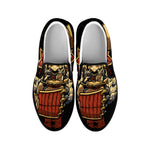 Japanese Ghost Samurai Print Black Slip On Shoes