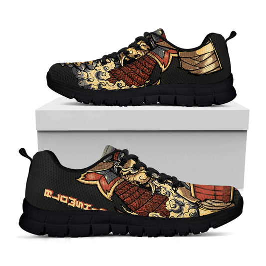 Japanese Ghost Samurai Print Black Sneakers