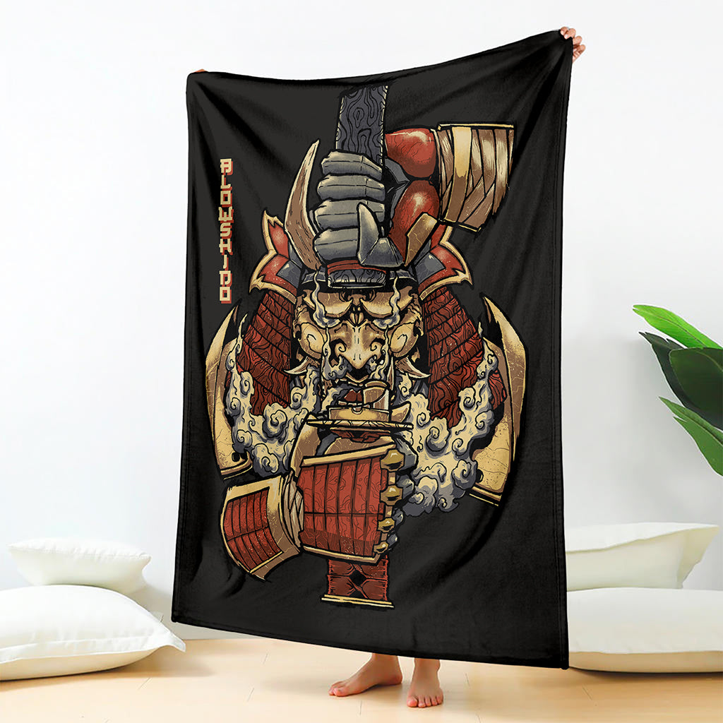 Japanese Ghost Samurai Print Blanket
