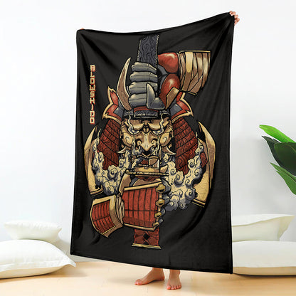 Japanese Ghost Samurai Print Blanket