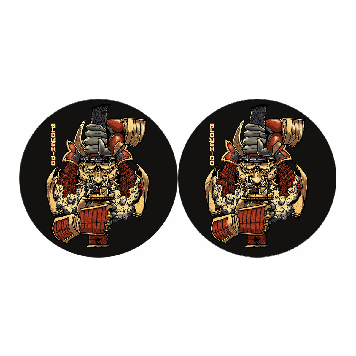 Japanese Ghost Samurai Print Car Coasters