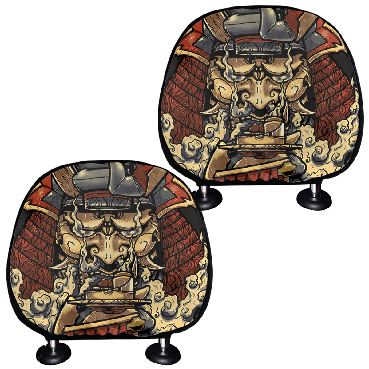 Japanese Ghost Samurai Print Car Headrest Covers