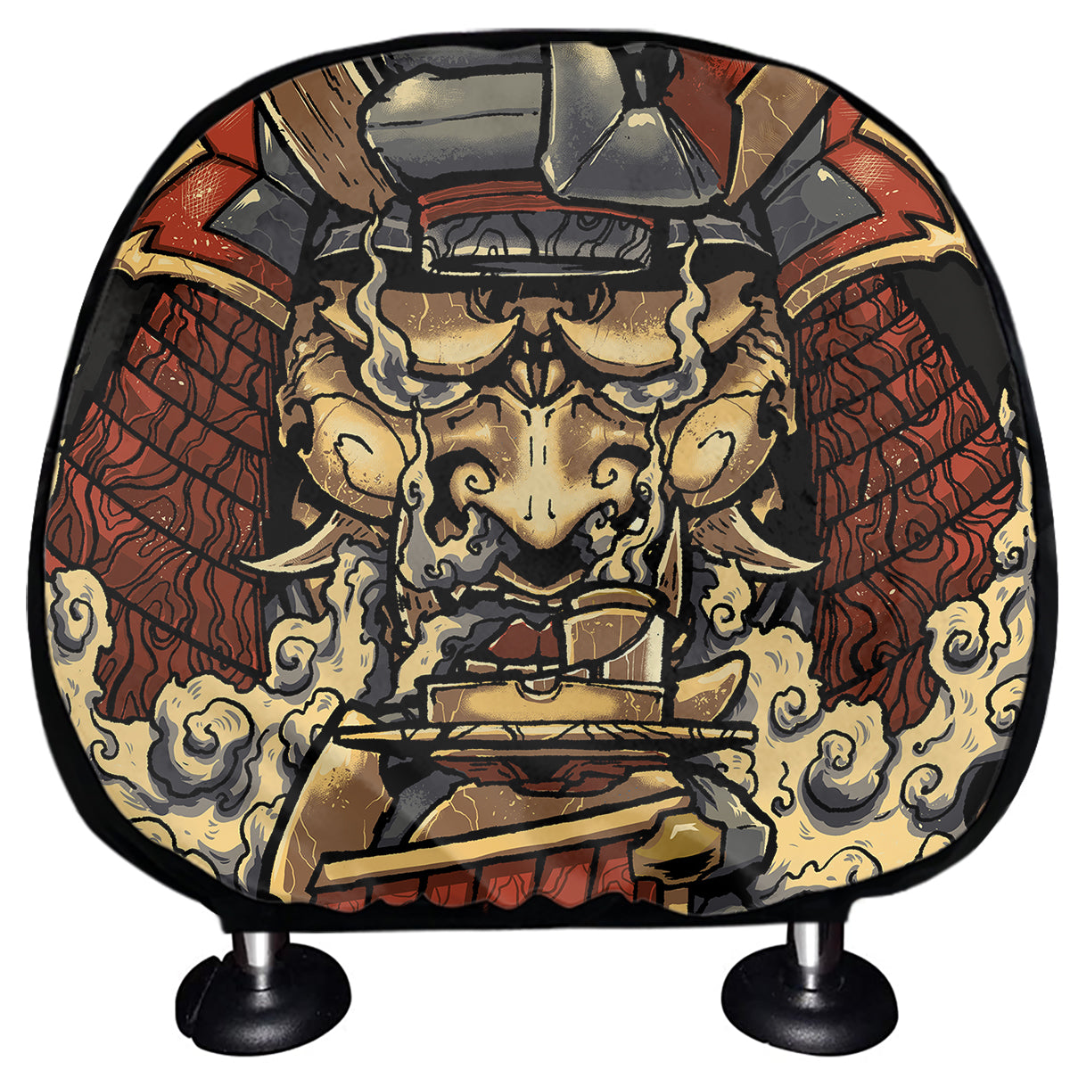 Japanese Ghost Samurai Print Car Headrest Covers