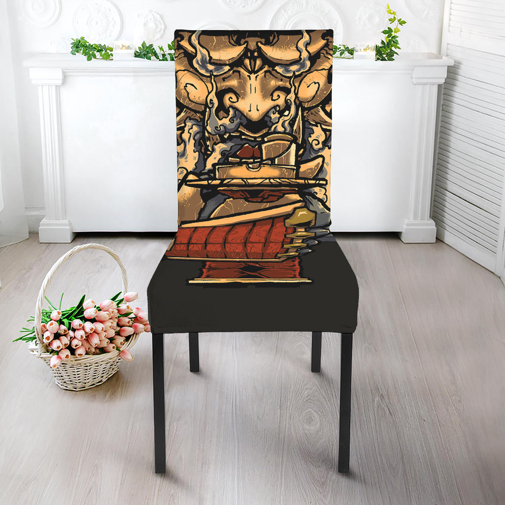 Japanese Ghost Samurai Print Dining Chair Slipcover